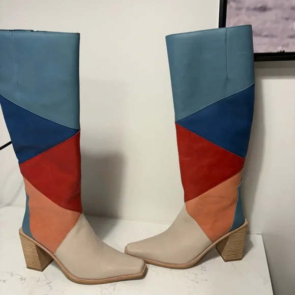 Jeffrey Campbell  Patchwork Knee-High Boots 9 - Picture 5 of 9